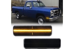 R&F Auto LED Front Smoked Side Marker Lights Compatible with Ram D150 D250 D350 W250 1972-1993 Pickup Ramcharger Bumper Sidemarker Lamps Fender Indicator Turn Signal Light