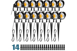 ZUCKEO 10W Low Voltage Landscape Lights LED Landscape Lighting with Connectors, 12V Outdoor Spotlights Yard Garden Pathway Lights, 1000LM Waterproof Warm White Light (14 Pack)