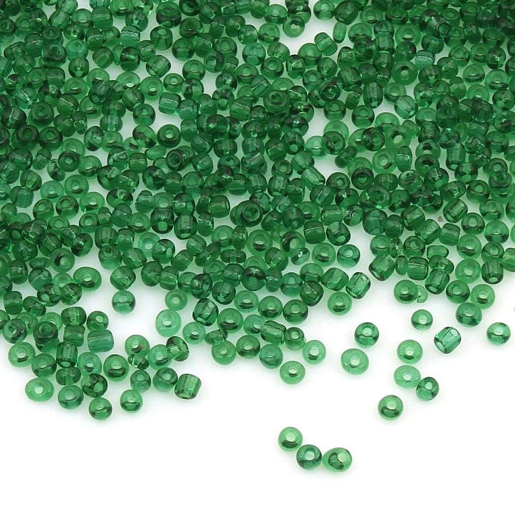 6500pcs 2mm Clear Glass Seed Beads 17 Colors 11/0 Pony Beads Mini Clear Seed Beads for Kids (Pine Green)