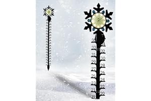 TWINBLING 36 Inch Christmas Snow Gauge with Thermometer,Solar Iron Art Snowflake Snow Gauge, Metal Snow Measuring Stake,Snow Depth Measure Rod for Yard, Lawn, Garden and Christmas Decoration Gift