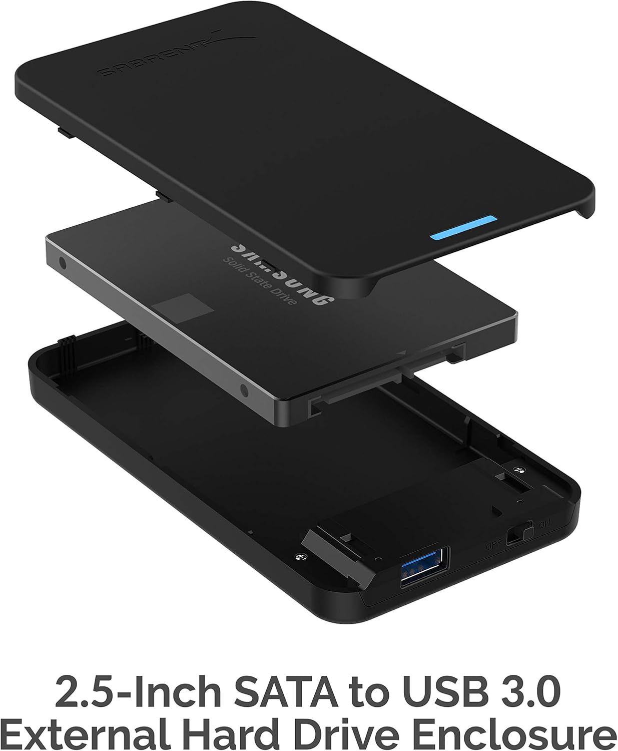 Sabrent 2.5-Inch SATA to USB 3.0 Tool-Free External Hard Drive Enclosure [Optimized for SSD, Support UASP SATA III] Black (EC-UASP): Computers & Accessories