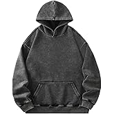 SOLY HUX Men's Vintage Hooded Sweatshirts Drop Shoulder Long Sleeve Washed Baggy Hoodies Pullover Streetwear