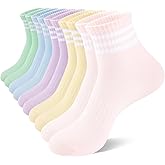 Heatuff Womens Ankle Quarter Socks Cotton Striped Athletic Casual Mini Crew Socks for Women (5 Pairs)
