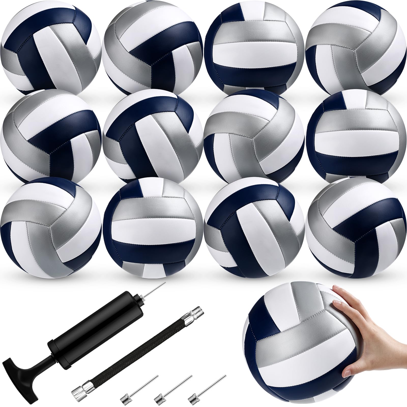 Photo 1 of Meooeck 12 Pcs Volleyballs Official Size 5 Volley Balls Bulk Practice Volleyballs Indoor Outdoor Soft Recreational Volley Ball with Pump for Beginner for Gym Training Beach Pool(Elegant Color)