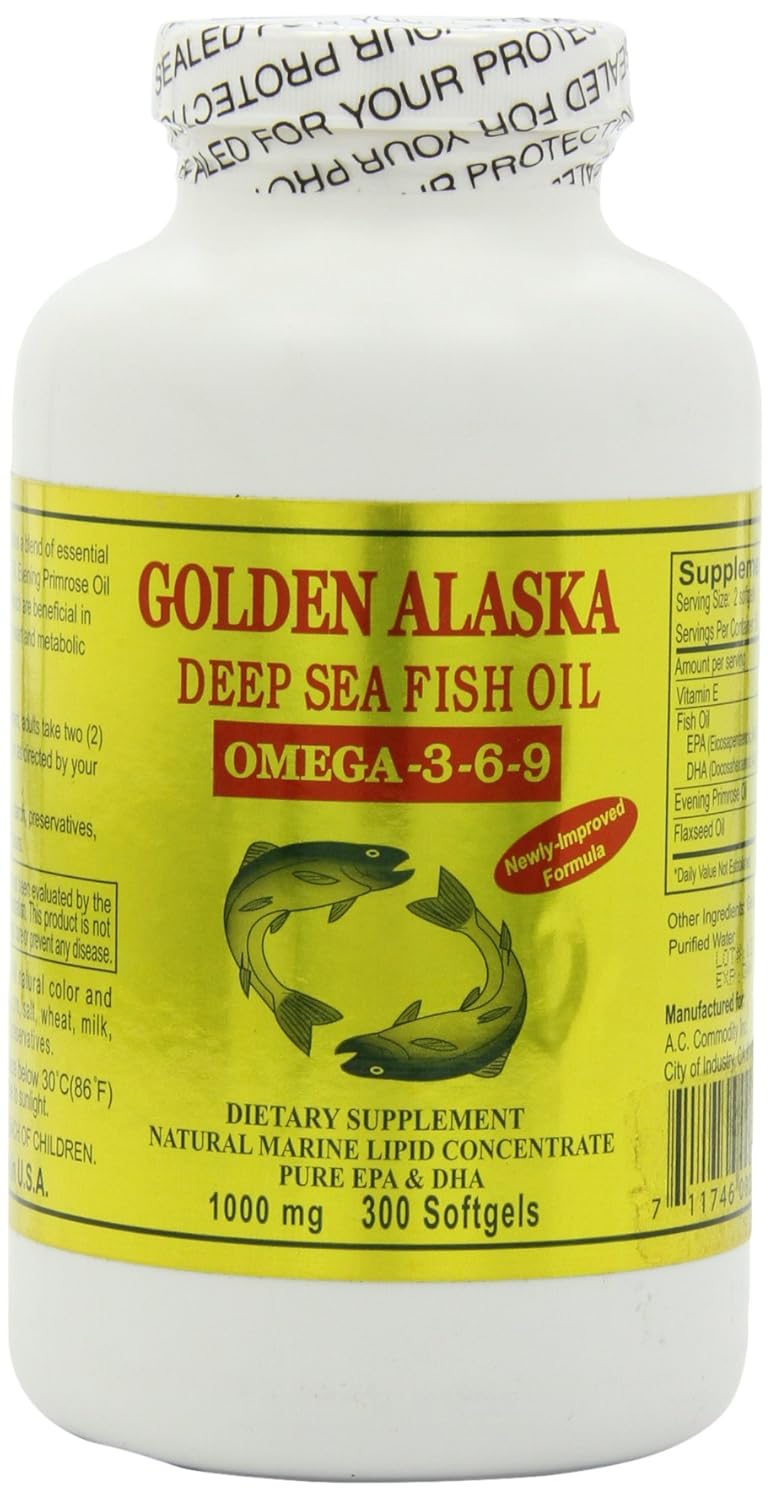 Golden Alaska Deep Sea Omega-3-6-9 Fish Oil 1000mg 300 ...