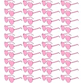 Pibupibu Wholesale 40 Pack Rimless Heart Shaped Sunglasses Bulk Adults Unisex, Fun Colorful Heart Glasses Party Favors