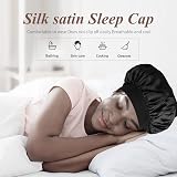 SWEET VIEW Silk Bonnet Silk Hair Wrap Sleeping Cap Black Peacock Blue 2 Pack view 2