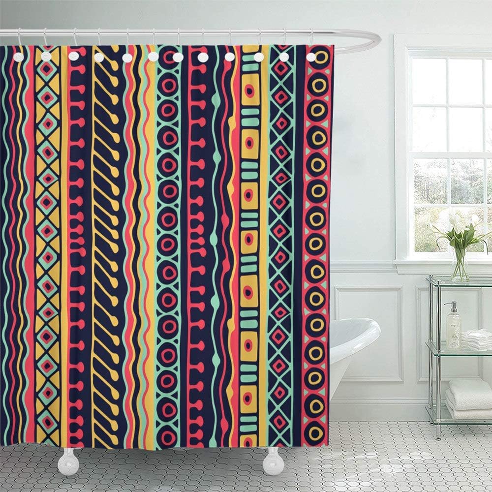 Amazon Com Abaysto African Ethnicity Boho Ethnic Tribal Old Abstract Borders Doodle Bathroom Decor Shower Curtain Sets With Hooks Polyester Fabric Great Gift Home Kitchen