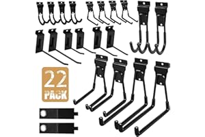 KOFANI Slatwall Accessories, 22 Pack Heavy Duty Steel Slatwall Hooks, Multi-Size Slat Wall Hanging Hooks for Ladders, Bikes, Garage and Garden Tools (ProSlat & Slatwall Panel Compatible)