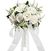 Wedding Bouquets for Bride Bridesmaid Bouquet Ivory Bridal Bouquet Artificial Roses for Wedding Church Home Decoration (Ivory)