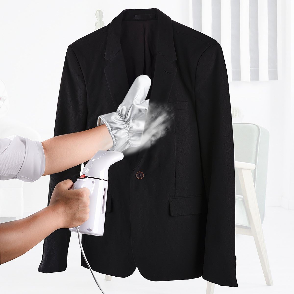 Upgraded Garment Steamer Ironing Gloves Mitt Tingtio Anti Steam Gloves Durable Heat Resistant Waterproof Protective Ironing Glove for Garment Steamer Silver-1 Pair: Home & Kitchen