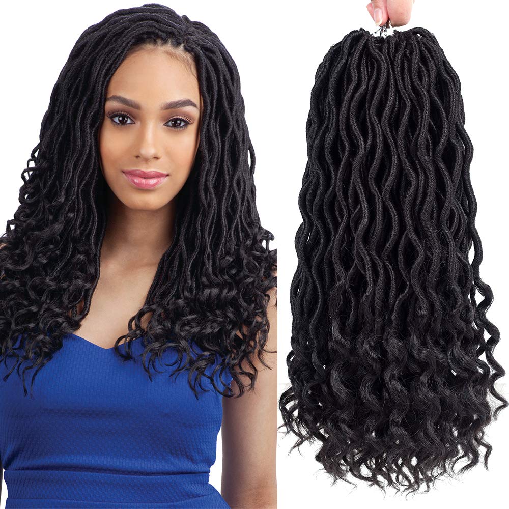 Freefree 6packs 14 Goddess Locs Crochet Hair With Curly Ends Wavy Faux Locs Crochet Braids Synthetic