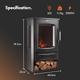 VonHaus Panoramic Stove Heater with Log Storage 2000W Electric Fireplace view 7
