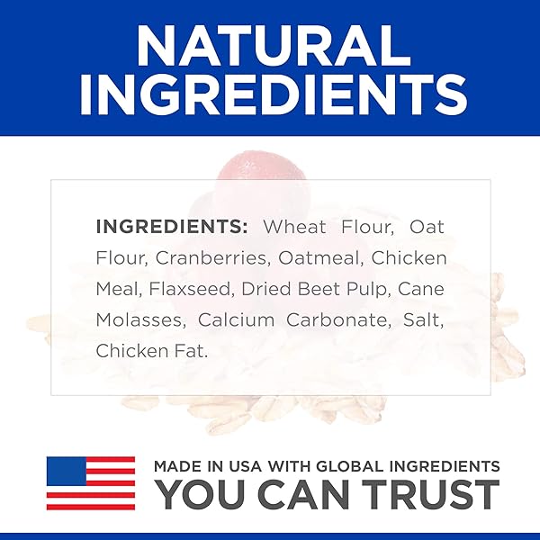 HILL’S NATURAL FRUITY SNACKS, CRUNCHY DOG TREATS, CRANBERRIES & OATMEAL, 8 OZ. BAG