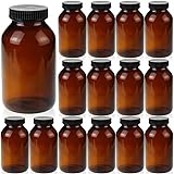 SERHICS 500 ml(16.7 OZ) Amber Glass Wide Mouth
