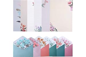 24 Pcs Stationery Paper and Envelopes Set Lined Letter Paper 16 Flower Writing Paper with 8 Envelopes Writing Stationery Pape