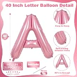 Lingqiang 40 Inch Pastel Pink A Letter Balloon – Foil Balloon A Helium Balloon view 2