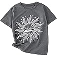 SOLY HUX Graphic Tees for Girl Floral Print Short Sleeve Round Neck T Shirts Tops