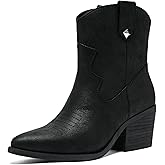 Ruiee Women's Ankle Boots Low Chunky Heeled Booties Casual Comfortable Fall Winter Pointed Closed Toe Short Boots for Women.