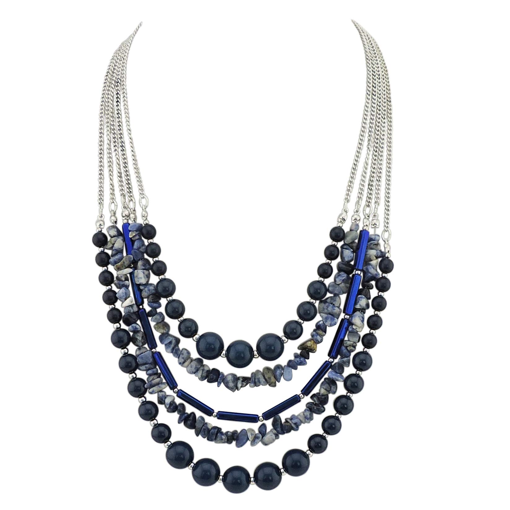 BOCAR Long Statement Vintage 5 Layer Stone Acrylic Beads Necklace Women (NK-10551)