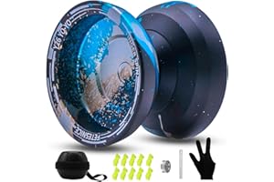 FETESNICE Y26 Professional Butterfly Yo-Yo - Dual Mode Responsive/Unresponsive Finger Spin Yoyo for Kids, Adults & Competition Players | Pro Yo-Yo with 10 Strings + Case & Gloves（Black Blue Sliver）