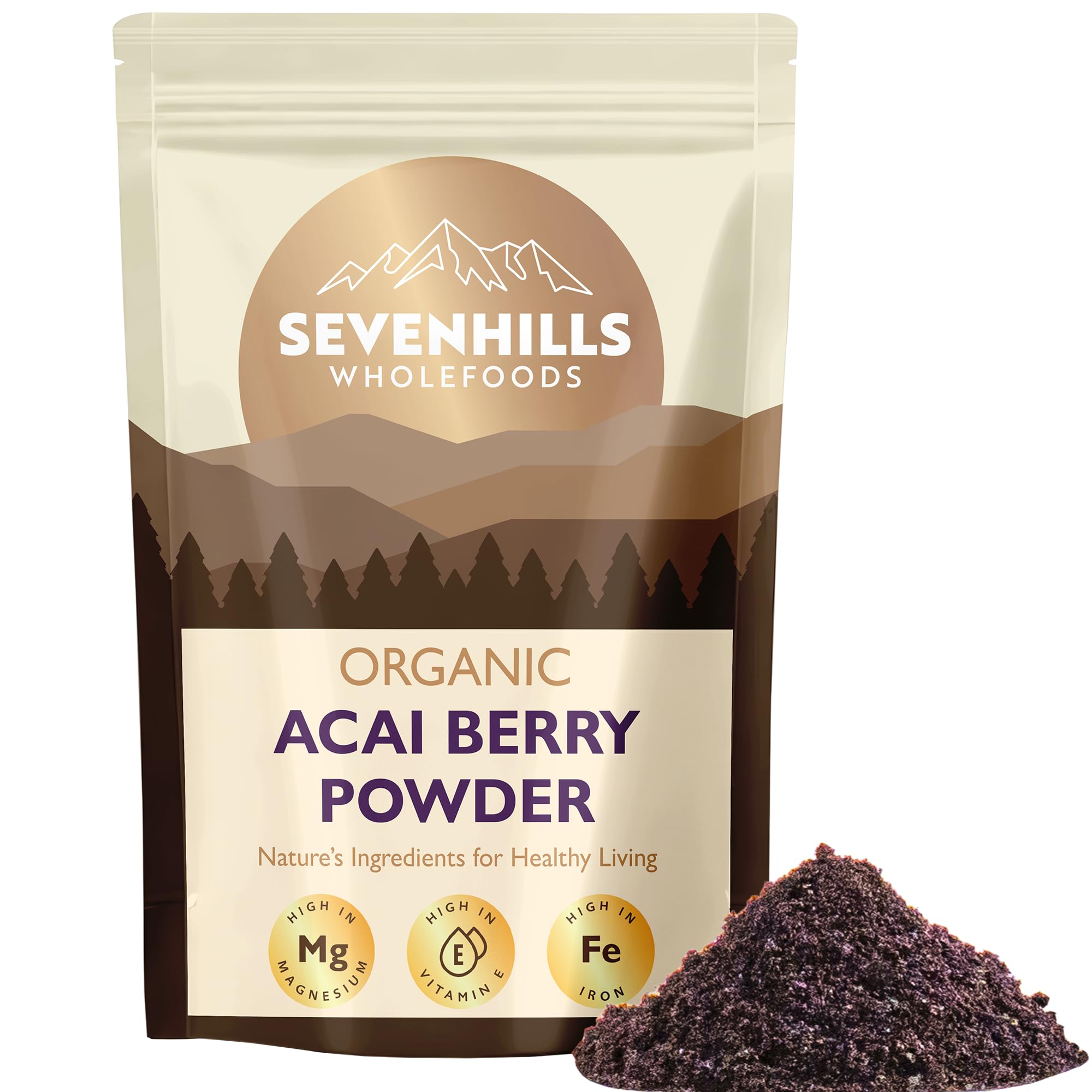 Sevenhills Wholefoods Organic Acai Berry Powder 500g, Freeze-Dried, Flash Pasteurisation, from Brazil