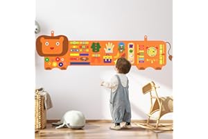SPACOCLD Lion Montessori Busy Board - Sensory Wall Panel for Kids, Felt Activity Cube for Toddlers, Daycare Toys and Playroom Furniture Essentials, Wall Mounted Sensory Board Toy Gift for Boys Girls, 3-6