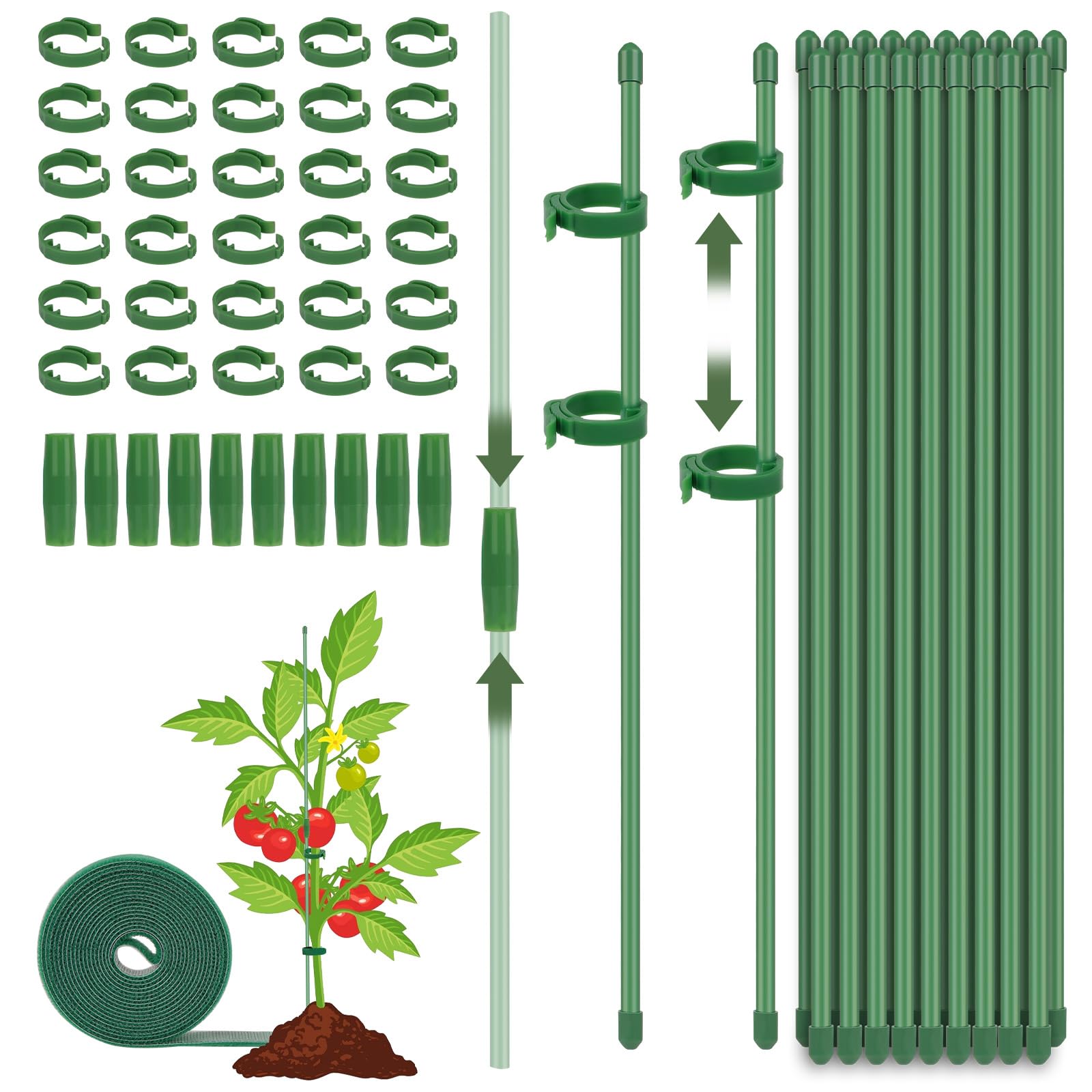 Adiwo Adjustable Plant Support, 30cm Indoor Plant Sticks Support, 66pcs Plant Support Stakes, Orchid Support with Adjustable Fixing Clips, for Home Garden Orchids Peonies Climbing Plants Flower Stands