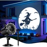 3 in 1 Halloween Projector Lights, Dynamic Halloween Projector Outdoor | with Motion Effects, Flying Witch Spooky Cat Dance Skeleton Movement Holiday Projector for Yard Wall Garage Party Decorations