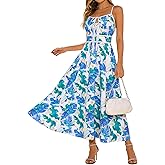 GRACE KARIN 2026 Women's Summer Maxi Dresses, Tie Front Floral Boho Dress, Spaghetti Strap Sundress with Pockets