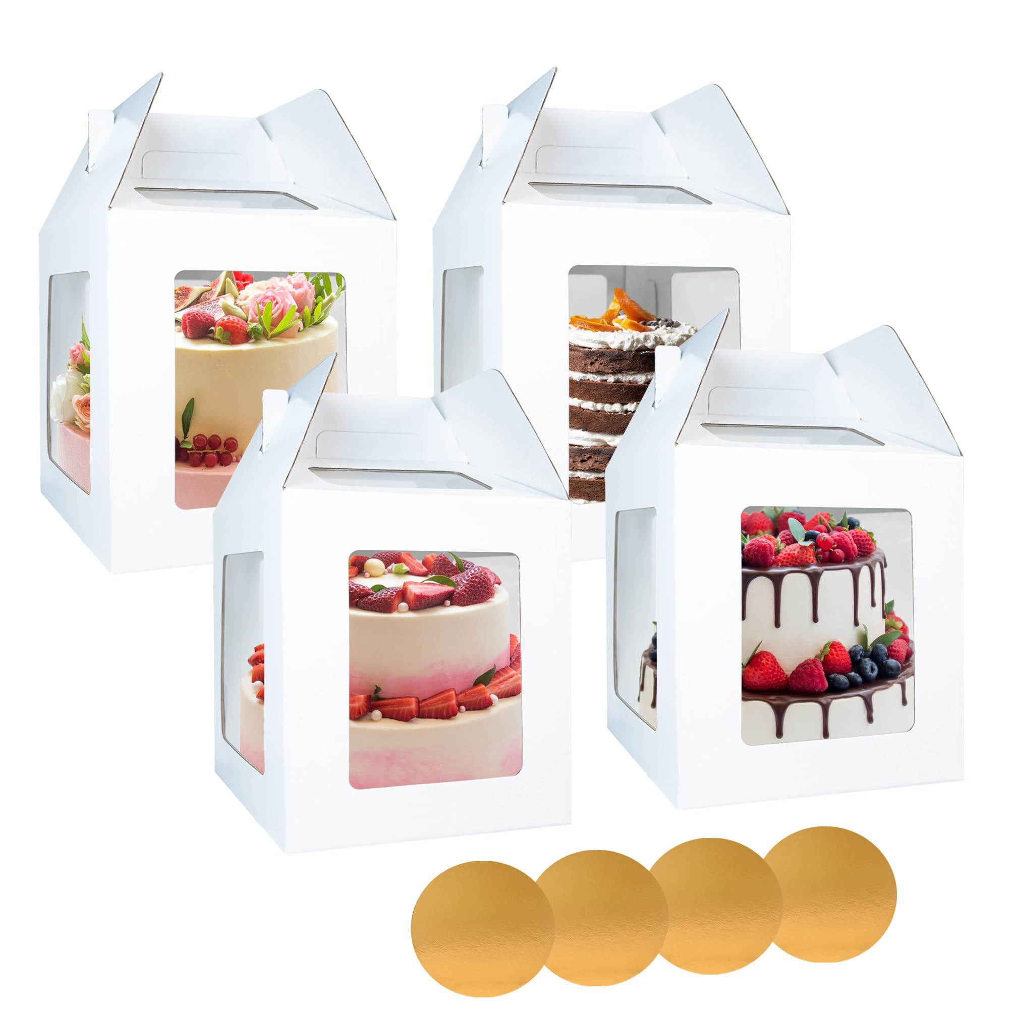 Yeplan 4 Packs Tall Cake Box with Cake Board,12x12x14 Inches Large ...