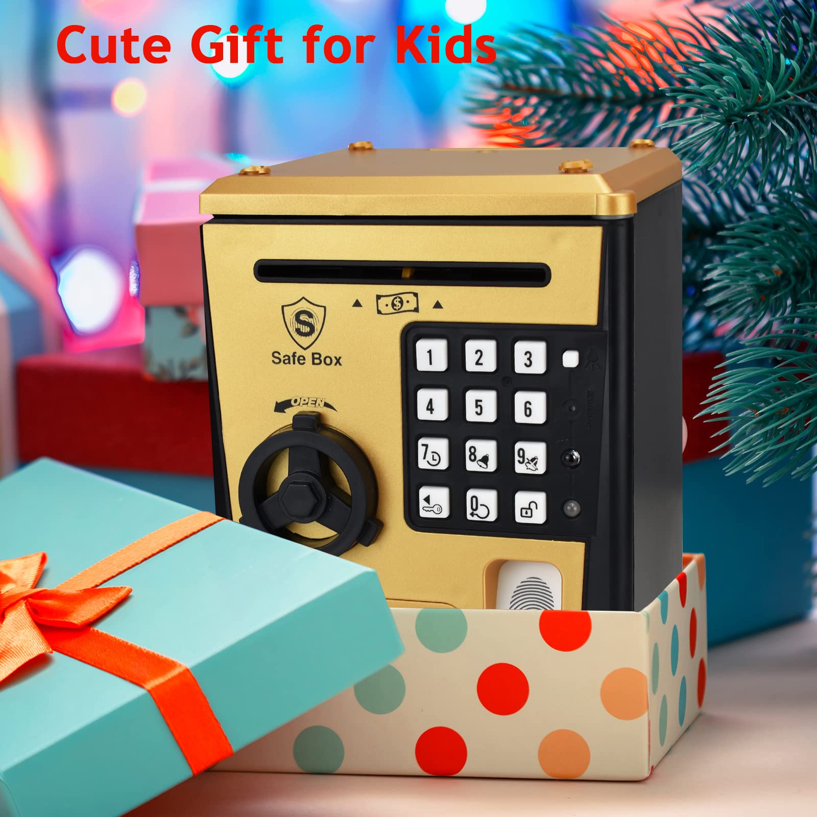 Kids Safe Bank with Fingerprint Password Talking Money Bank for Real Money Cool Stuff Gift for 5-14 Years Old Boys Girls