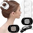 RC ROCHE ORNAMENT 6 Pcs Flat Hair Clips Round Square French Secure Strong Hold Grip Barrettes for Thick Hair Womens Styling Plastic Curve No Slip Accessories Claw Clamp, Large Black & White