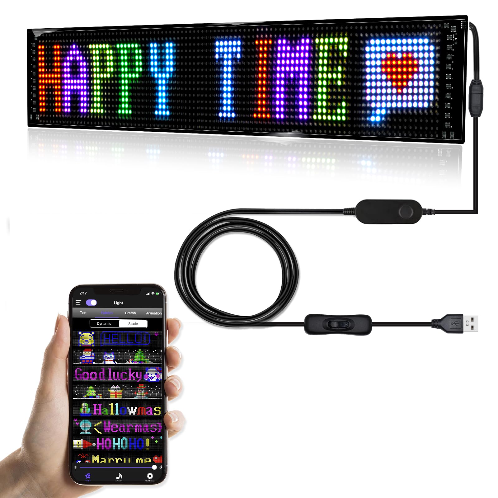 Photo 1 of Scrolling LED Sign,LED Signs for Business,Programmable Flexible Digital Sign,Bluetooth APP,DIY Animations,Text, Graffiti (27''x5'')