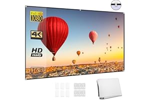 Docooler Projector Screen, 80 Inch 16:9 Foldable Projection Screen, Foldable Durable Wall Mounted Outdoor Projection Screen f