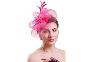 Cizoe Tea Party Fascinator Hats for Womens 50s Headwear with Veil Flower Cocktail Wedding Church Kentucky Derby Hat