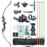 EinMAIQi Recurve Bow Fishing Combo Kit Archery and Arrow Set for Adults Beginner with 40 Meters Bowfishing Reel Bottle Portable Bow Bag