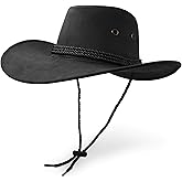 Cowboy Hat, Sun Hat Faux Felt Leather Suede Travel Cap Western Hat Outdoor Sun Protect