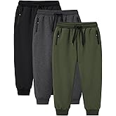 Gihuo Boys Sweatpants Athletic Workout Kids Joggers with Zipper Pocket Drawstring Active Casual Soft Jogging Sweat Pants