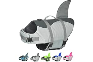 Doglay Dog Life Jacket Shark, Ripstop Dog Life Vests for Swimming Boating with High Buoyancy and Rescue Handle, Adjustable Dog Life Jacket Pet Flotation Vest for Small Medium Large Dogs.