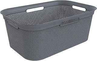 Rotho Brisen Wäschekorb 40l mit 4 Griffen, Kunststoff (PP) BPA-frei, anthrazit, 40l (59,6 x 39,6 x 23,2 cm)