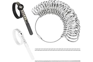 TOOLTOS Ring Sizer Measuring Tool Kit Ring Sizing Kit Metal Ring Measurer and Ring Sizers US Ring Size Gauge 0-13 with Half Size for Womens Mens Finger Sizing 2 PCS Reusable Size Tape 1-17