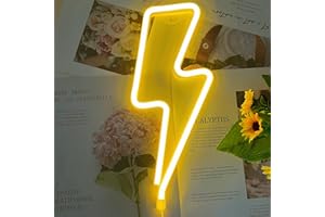 BERNICEKELLY Neon Signs Lightning Bolt Neon Light Sign for Wall Decor, Battery or USB Powered Led Lightning Light Neon Sign for Bedroom, Kids Room, Birthday, Party, Wedding, Home,Kids Decorations Yellow