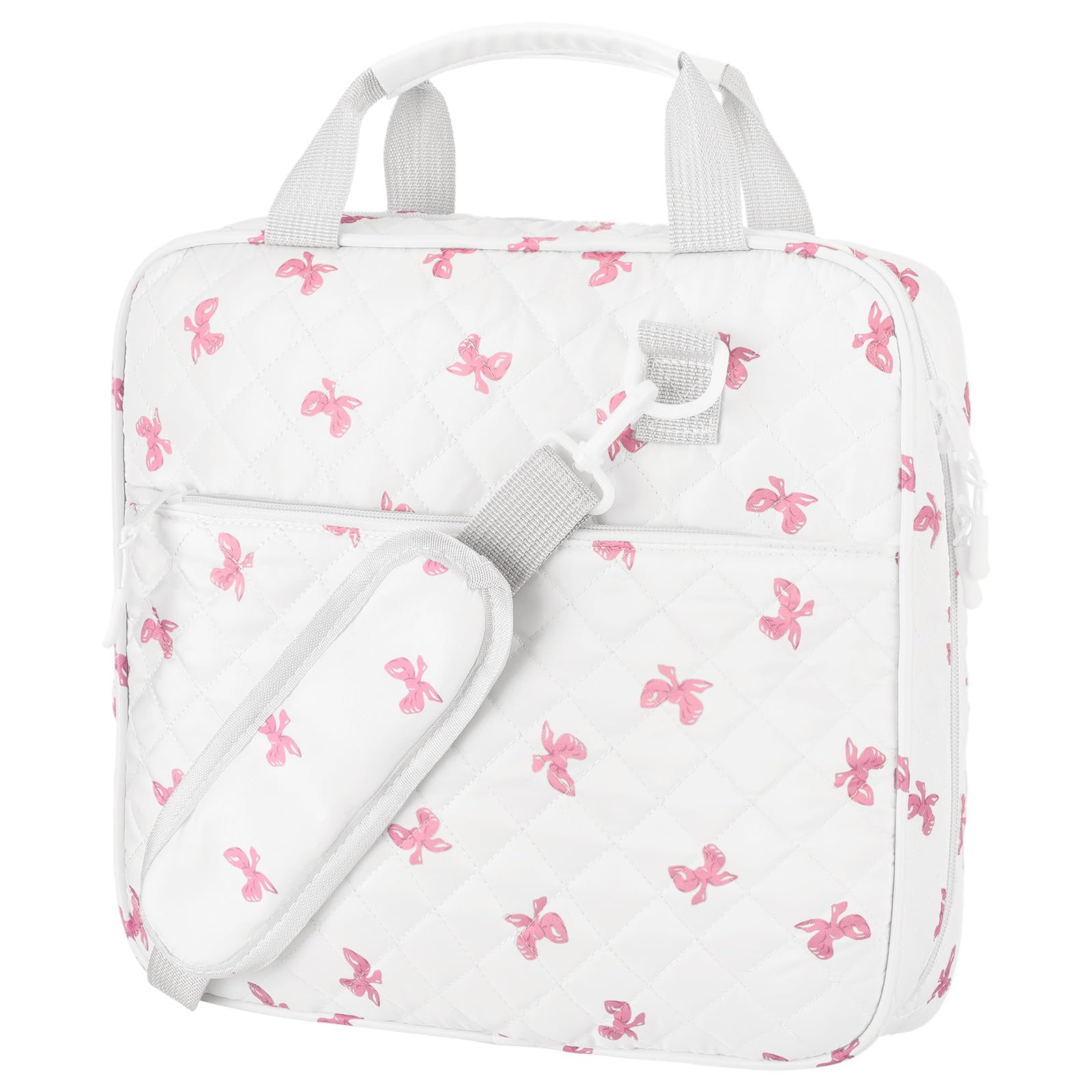 Photo 1 of Talltalk Zipper Binder Folder Keeper with Strap 2 Inch 3 Ring Multi-Pocket Zipper Bag Fit 13" Laptop 5-tab Expanding File Folder for Women Office Middle High School(Pink Bow)