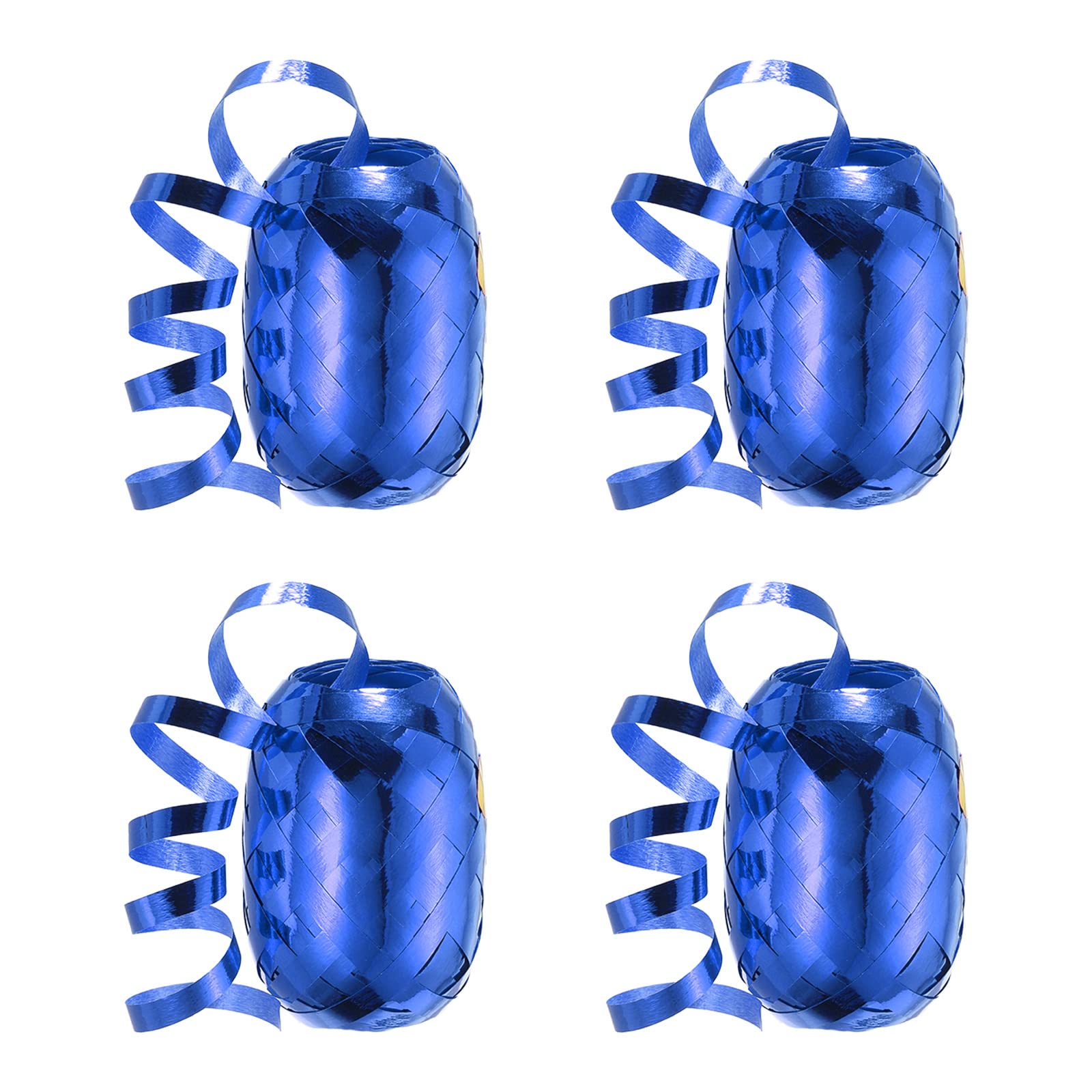 PATIKIL 4pcs Curling Ribbon Crimped Balloon String Shiny Metallic 5mm 10m for Christmas Wedding Gift Crafts Florists Decoration Blue