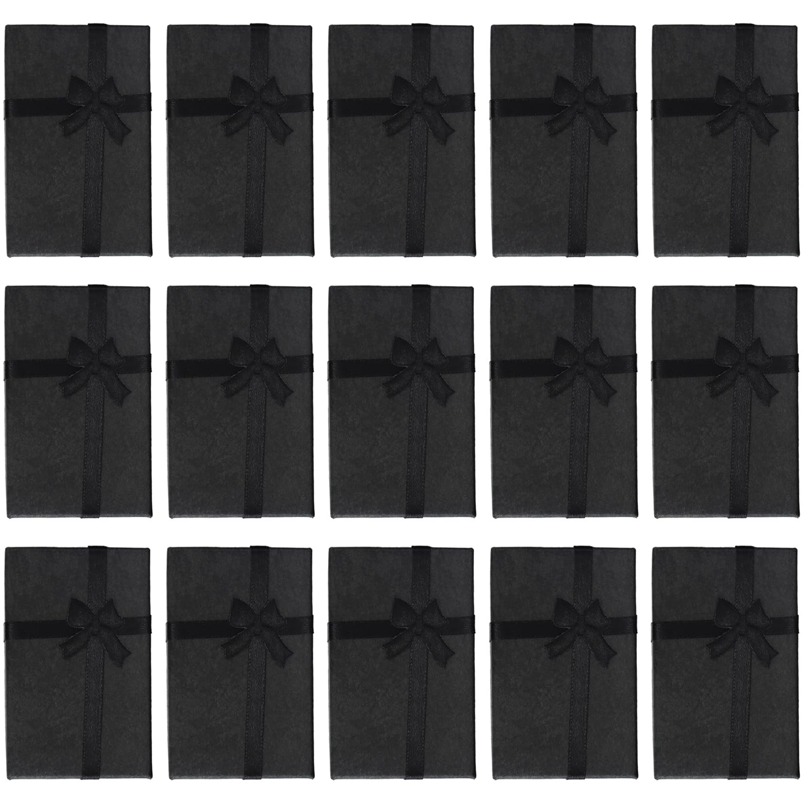 26 Pcs Jewellery Gift Boxes, Cardboard Jewelry Gifts Packaging Boxes, Paper Gift Wrapping Boxes with Ribbon Bow & Lids, for Anniversaries Weddings, Earrings, Necklaces, Bracelets, Rings - Black