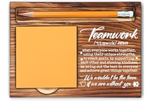 MFOMFO Teamwork Appreciation Gift for Coworkers Work Friends Project Manager, Office Recognition Gift for Employees Team Aides Members, Farmhouse Wood Motivational Self-Stick Note Pad Holders-LBB163