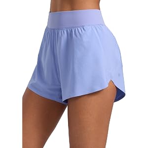 CRZ YOGA High Waisted Split Running Shorts 3" | Mesh Liner, Quick Dry, Lightweight, for Women