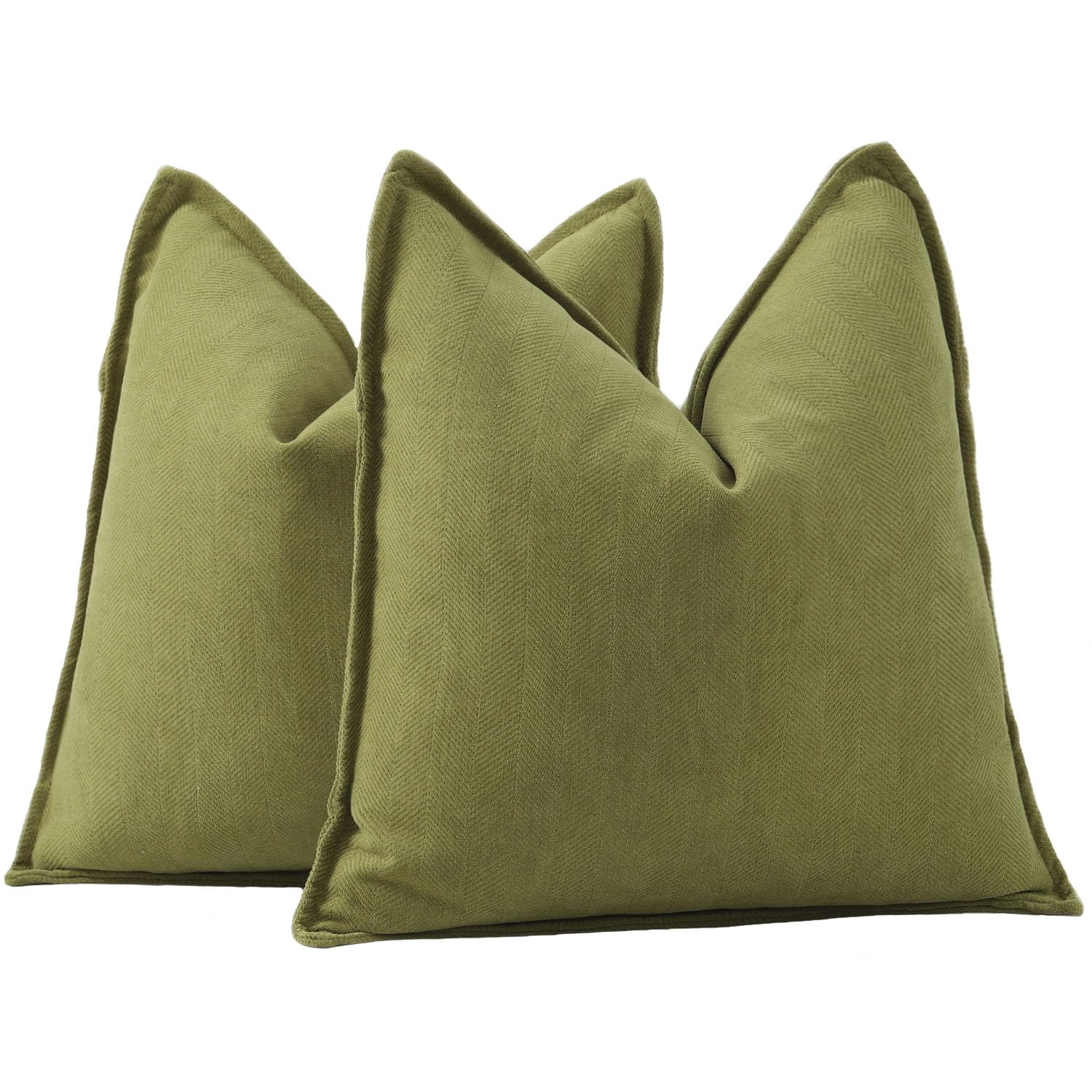 Madizz Textured Chenille Cushion Covers Set of 2 Super Soft Decorative Throw Pillow Covers Boho Pillowcases Modern Home Decor for Sofa Bedroom 24x24 inch, 60x60 cm, Moss Green