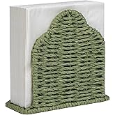 CubesLand Scalloped Edge Napkin Holder for Table Home Farmhouse Decor, Standing Paper Rope Napkin Dispenser for Dining Kitchen Countertops, Cocktail Napkin Holder for Indoor & Outdoor Party, Green